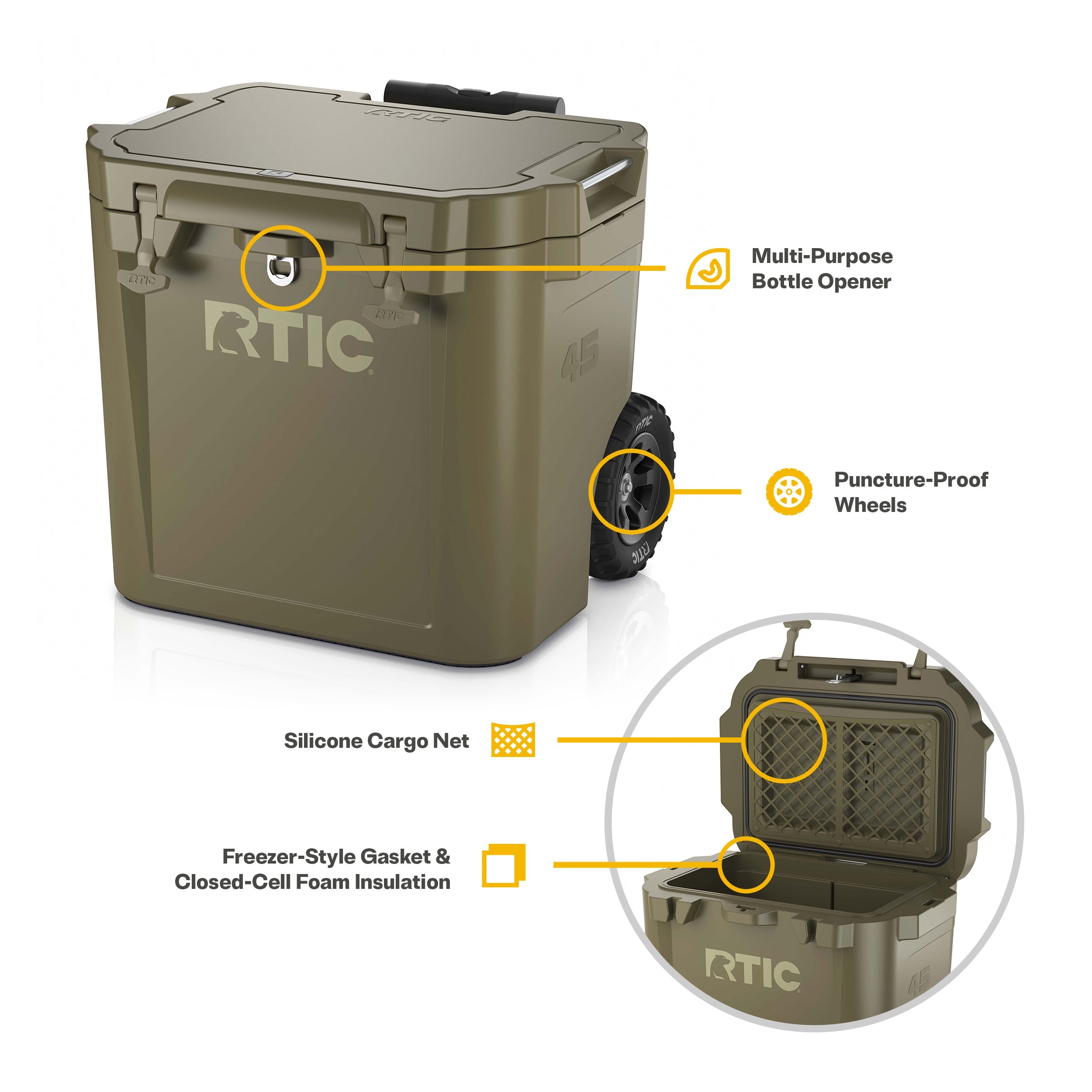 45 QT Ultra-Tough Wheeled Cooler #007SD
